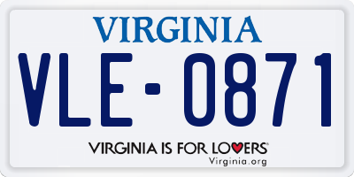 VA license plate VLE0871