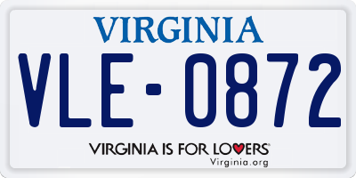 VA license plate VLE0872