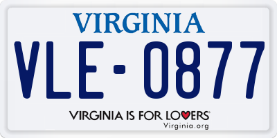 VA license plate VLE0877