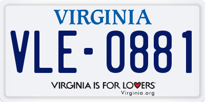 VA license plate VLE0881