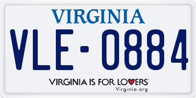 VA license plate VLE0884