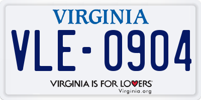 VA license plate VLE0904