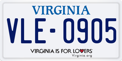VA license plate VLE0905