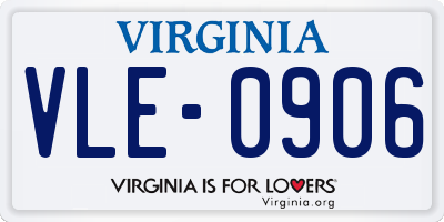 VA license plate VLE0906