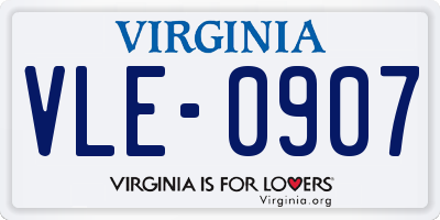VA license plate VLE0907
