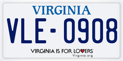 VA license plate VLE0908