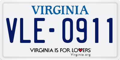 VA license plate VLE0911