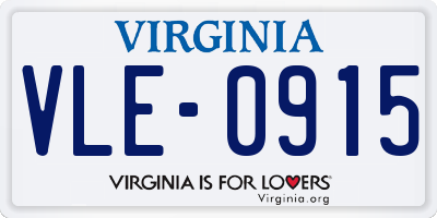 VA license plate VLE0915
