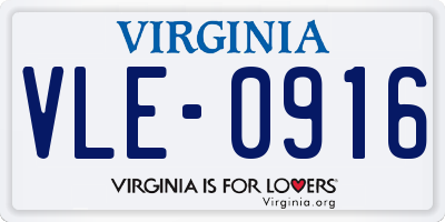 VA license plate VLE0916