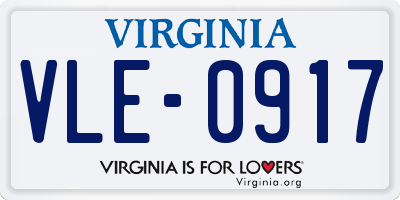 VA license plate VLE0917