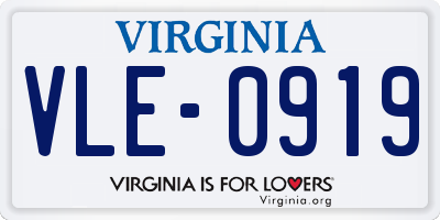 VA license plate VLE0919