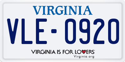 VA license plate VLE0920