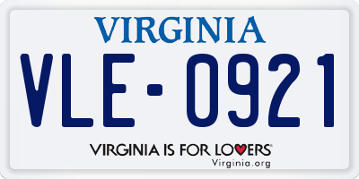 VA license plate VLE0921