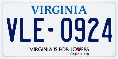 VA license plate VLE0924