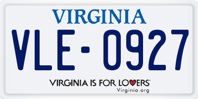 VA license plate VLE0927
