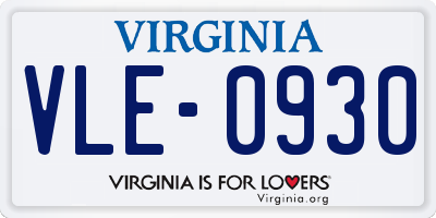 VA license plate VLE0930