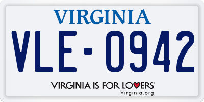 VA license plate VLE0942