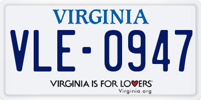 VA license plate VLE0947