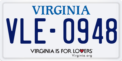 VA license plate VLE0948