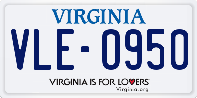 VA license plate VLE0950