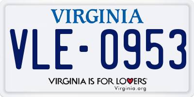 VA license plate VLE0953