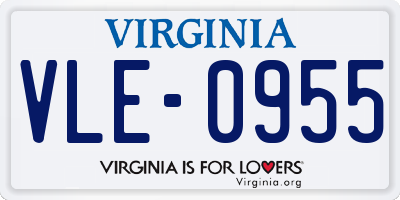 VA license plate VLE0955
