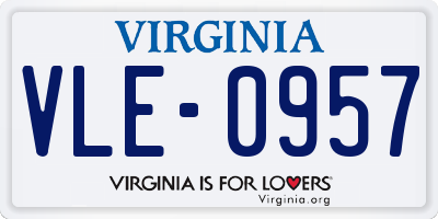 VA license plate VLE0957