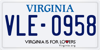 VA license plate VLE0958