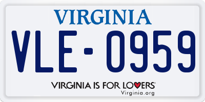 VA license plate VLE0959