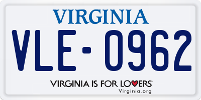 VA license plate VLE0962