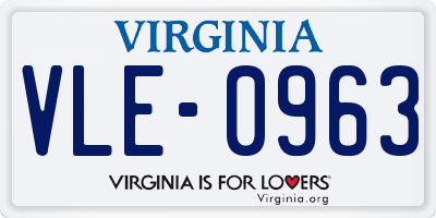 VA license plate VLE0963
