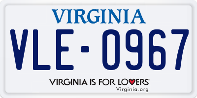 VA license plate VLE0967