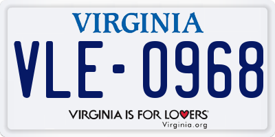 VA license plate VLE0968