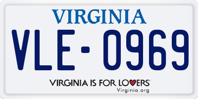 VA license plate VLE0969