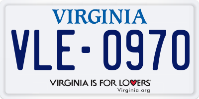 VA license plate VLE0970