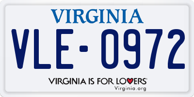 VA license plate VLE0972