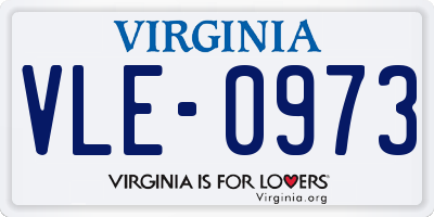 VA license plate VLE0973