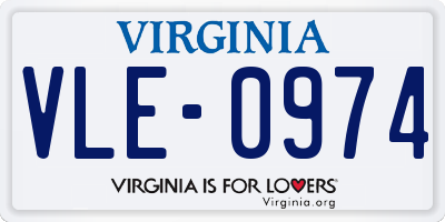 VA license plate VLE0974
