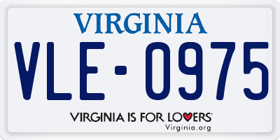 VA license plate VLE0975