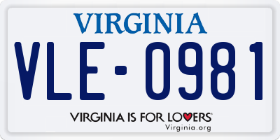 VA license plate VLE0981