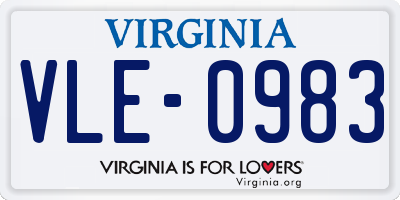 VA license plate VLE0983