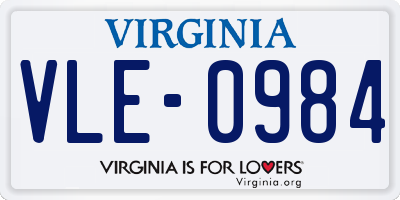 VA license plate VLE0984