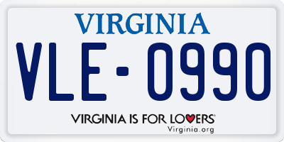 VA license plate VLE0990