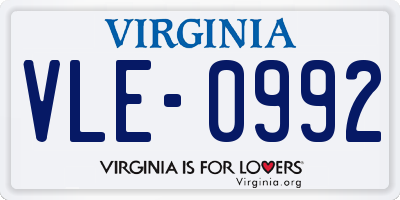 VA license plate VLE0992
