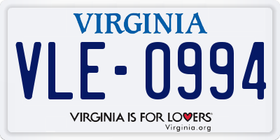 VA license plate VLE0994