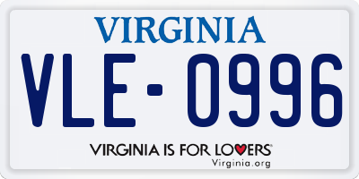 VA license plate VLE0996