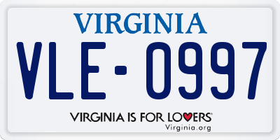VA license plate VLE0997