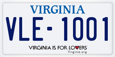 VA license plate VLE1001