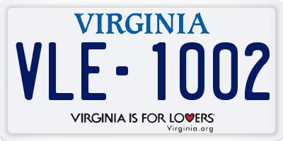 VA license plate VLE1002