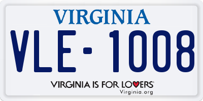 VA license plate VLE1008